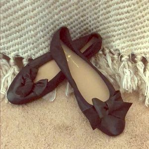 Leather Bow Detail Ballet Flats